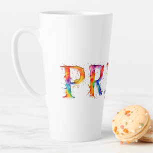Taza De Café Latte El texto colorido y creativo de SlipperyJoe con te