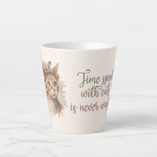 Taza De Café Latte El Tiempo Que Se Dedica Con El Diseño De Acuarela 