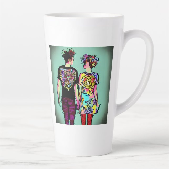 Taza De Café Latte El tipo de Grunge y el Chica de Punk de Bonito con (Derecha)