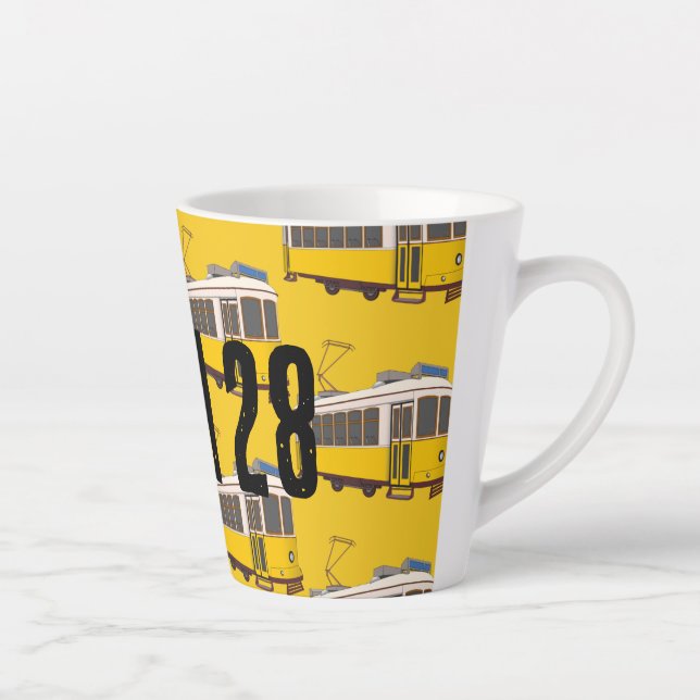 Taza De Café Latte El tranvía de Lisboa 28 Latte Mug (Derecha)