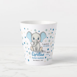 Taza De Café Latte Elefante bebé con estadísticas de nacimientos de