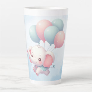 Taza De Café Latte elefante bebé con globos