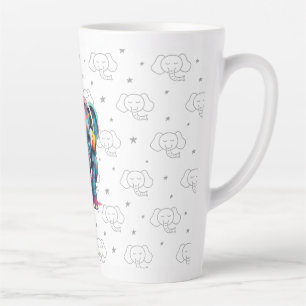 Taza De Café Latte Elefante bebé lindo con audífonos