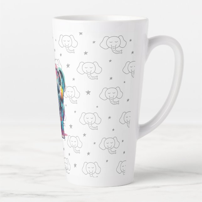 Taza De Café Latte Elefante bebé lindo con audífonos (Derecha)