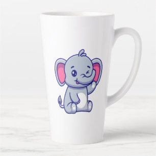 Taza De Café Latte Elefante bebé lindo sentado Cartoon-23800
