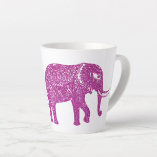 Taza De Café Latte Elefante de purpurina rosa
