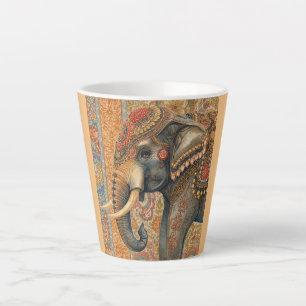 Taza De Café Latte Elefante vintage, elefante antiguo, arte de elefan
