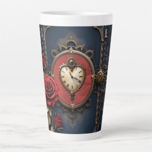 Taza De Café Latte Elegancia Eterna – Corazón de Relojería