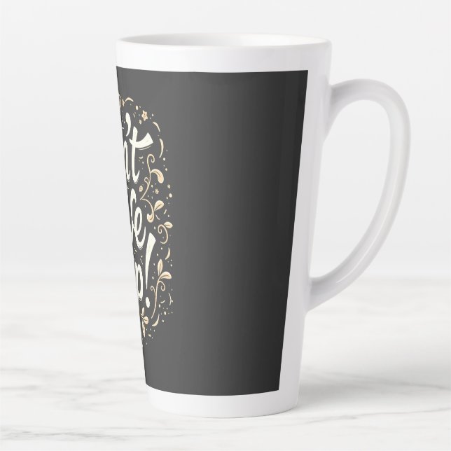 Taza De Café Latte Elegant Floral "Don't Give Up!" Motivational (Derecha)