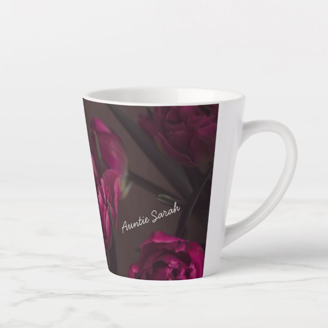 Taza De Café Latte Elegant floral Personalized message (Derecha)