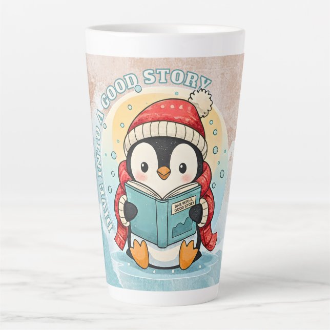 Taza De Café Latte Elegant Penguin Reading Latte Art Coffee Mug (Anverso)