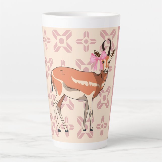 Taza De Café Latte Elegant Pink Doe-patterned Christmas  (Anverso)