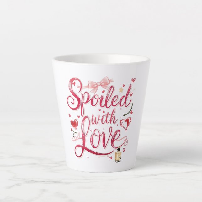Taza De Café Latte Elegant Red Script with Champagne (Anverso)