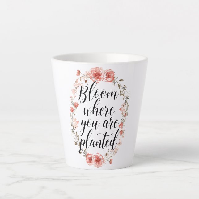 Taza De Café Latte Elegant Watercolor Botanical Message (Anverso)