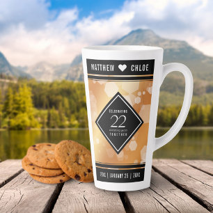 Taza De Café Latte Elegante 22° Aniversario del Boda del Cobre