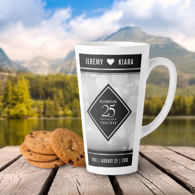 Taza De Café Latte Elegante 25° aniversario Boda de Plata (Subido por el creador)
