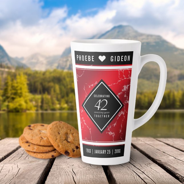 Taza De Café Latte Elegante 42° Aniversario del Boda Jasper (42nd Jasper Wedding Anniversary Latte Mug Cover Photo.)