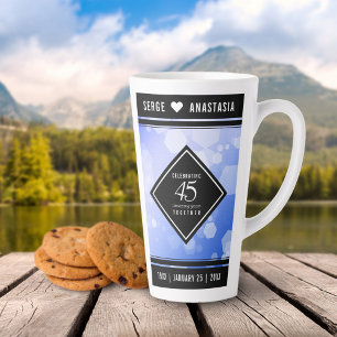 Taza De Café Latte Elegante 45° Aniversario del Boda de Sapphire