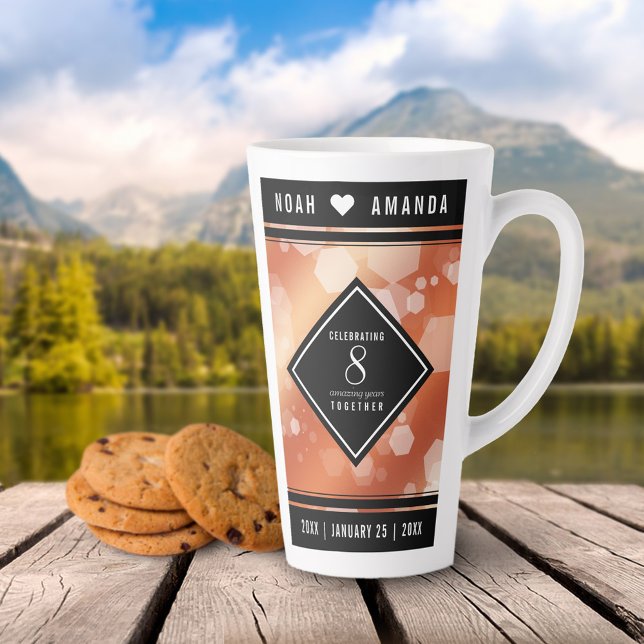 Taza De Café Latte Elegante 8° Aniversario del Boda de Bronce (Subido por el creador)