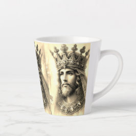 Taza De Café Latte Elegante acuarela de un rey sabio