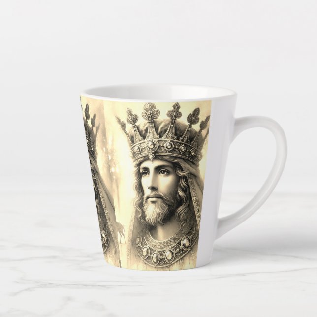 Taza De Café Latte Elegante acuarela de un rey sabio (Derecha)