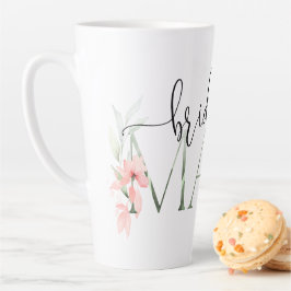Taza De Café Latte Elegante acuarela Floral Bridesmaid Latte Mug