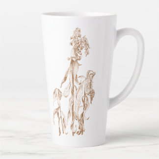 Taza De Café Latte Elegante Arte de Tinta Botánica Acogedora