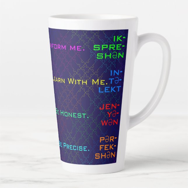 Taza De Café Latte Elegante Autismo Características Color Rompecabeza (Derecha)