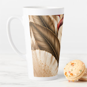 Taza De Café Latte Elegante ave del paraíso y arte botánico de Ginkgo