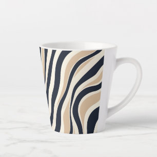 Taza De Café Latte Elegante banda ondulada Patrón de carbón vegetal b