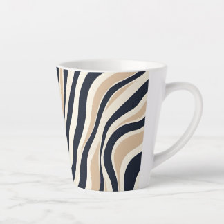 Taza De Café Latte Elegante banda ondulada Patrón de carbón vegetal b