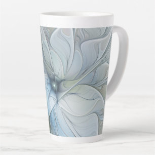 Taza De Café Latte Elegante belleza arte abstracto fractal flor moder