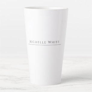 Taza De Café Latte Elegante Blanco Profesional Moderno Propio Nombre