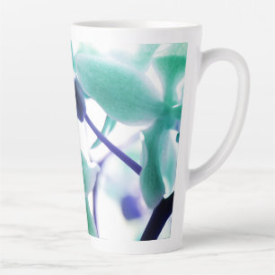 Taza De Café Latte Elegante blando verde azul Orquídea Imprimir latte