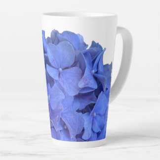 Taza De Café Latte Elegante Blue periwinkle hidrangeas florales
