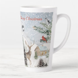 Taza De Café Latte Elegante Cardenal Rojo de Wonderland Winter