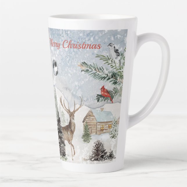 Taza De Café Latte Elegante Cardenal Rojo de Wonderland Winter (Derecha)