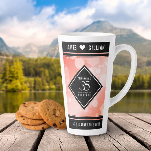 Taza De Café Latte Elegante celebración del 35° aniversario del Boda 