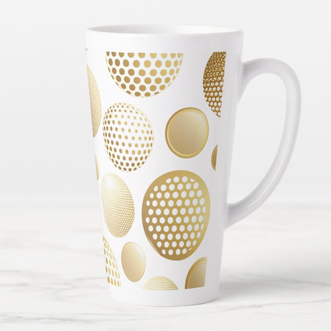 Taza De Café Latte Elegante Círculo Dorado Latte Mug (Derecha)
