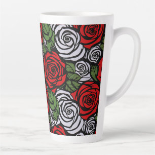 Taza De Café Latte Elegante Clásico Floral Moderno Chic Estiloso Rosa