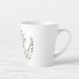 Taza De Café Latte Elegante diseño de la Copa Wreath de Flores Blanca