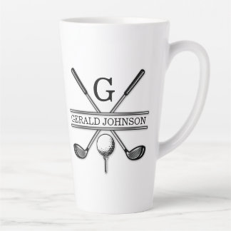 Taza De Café Latte Elegante diseño Minimalista del Monograma de Golf