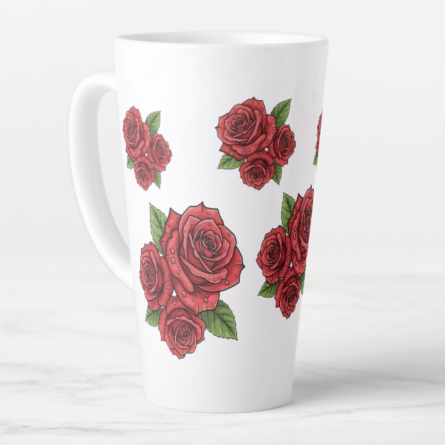 Taza De Café Latte Elegante diseño Rosa (Ángulo izquierdo)