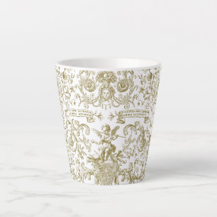 Taza De Café Latte Elegante dorado beige floral barroco vintage 
