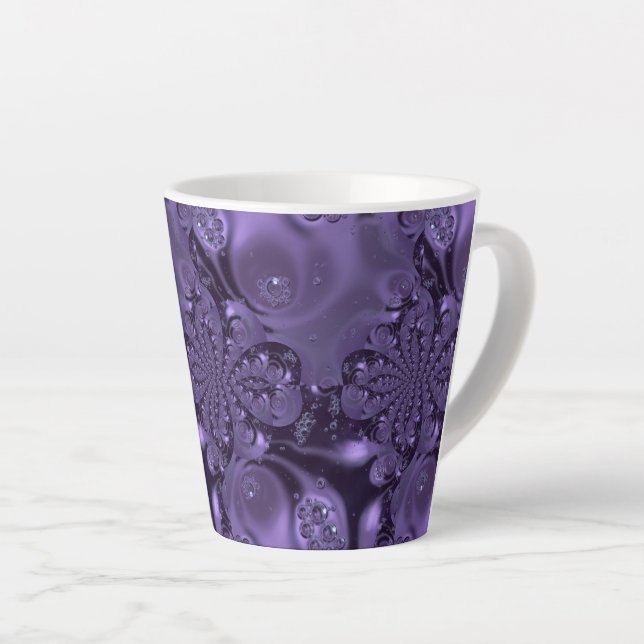 Taza De Café Latte Elegante Espuma Líquida Real Púrpura (Ángulo derecho)
