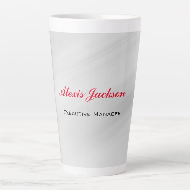 Taza De Café Latte Elegante estilo contemporáneo Gris Rojo (Anverso)