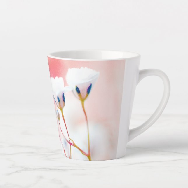 Taza De Café Latte Elegante estrato de latte floral rosado (Derecha)