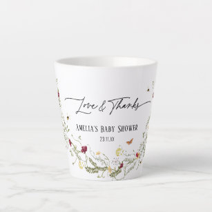 Taza De Café Latte Elegante Favor Baby Shower Personalizado De Flores