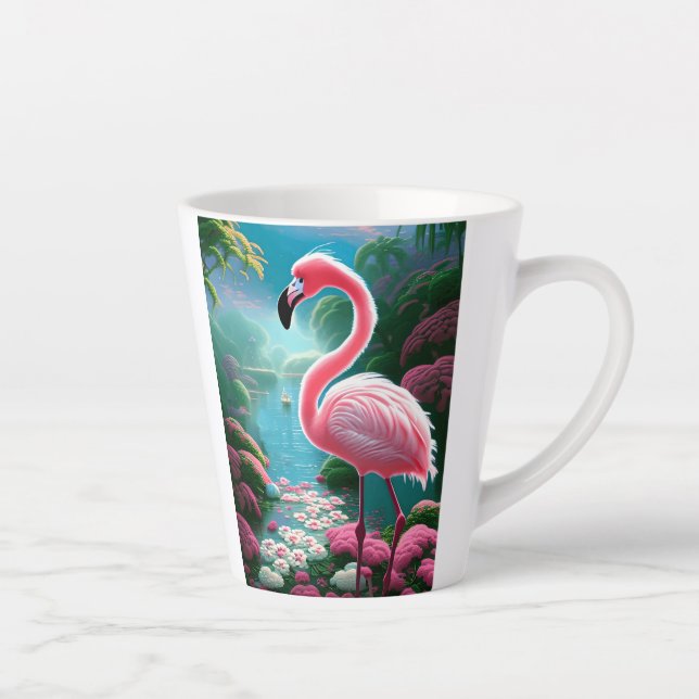 Taza De Café Latte Elegante Flamingo Tropical-70852 (Derecha)