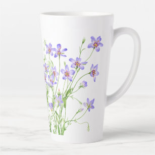 Taza De Café Latte Elegante Flores salvajes azules vintage Gran Mug L